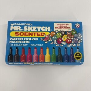 Vtg 1991 Sanford Mr. Sketch Scented Water Color Markers 12 Color Set Original